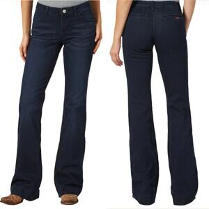 Wrangler 13x34 Retro Mae Mid Rise Dark Wash Wide Leg Western Trouser Jeans
